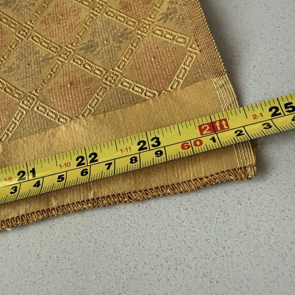 Thibaut Fabric 24x52” Geometric Pattern Silk Shades Of Gold Brocade - Picture 7 of 8